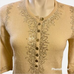 Steffen schraut off-white cashmere sweater with silver sequins Sz 6